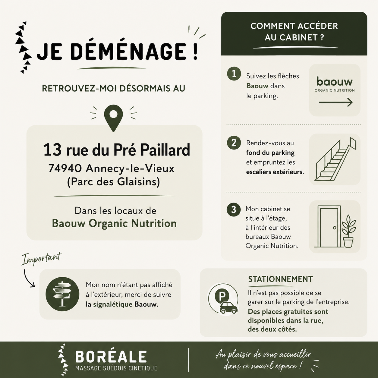 Nouvelle adresse - 13 rue du Pré Paillard 74940 Annecy-le-Vieux dans les bureaux de Baouz